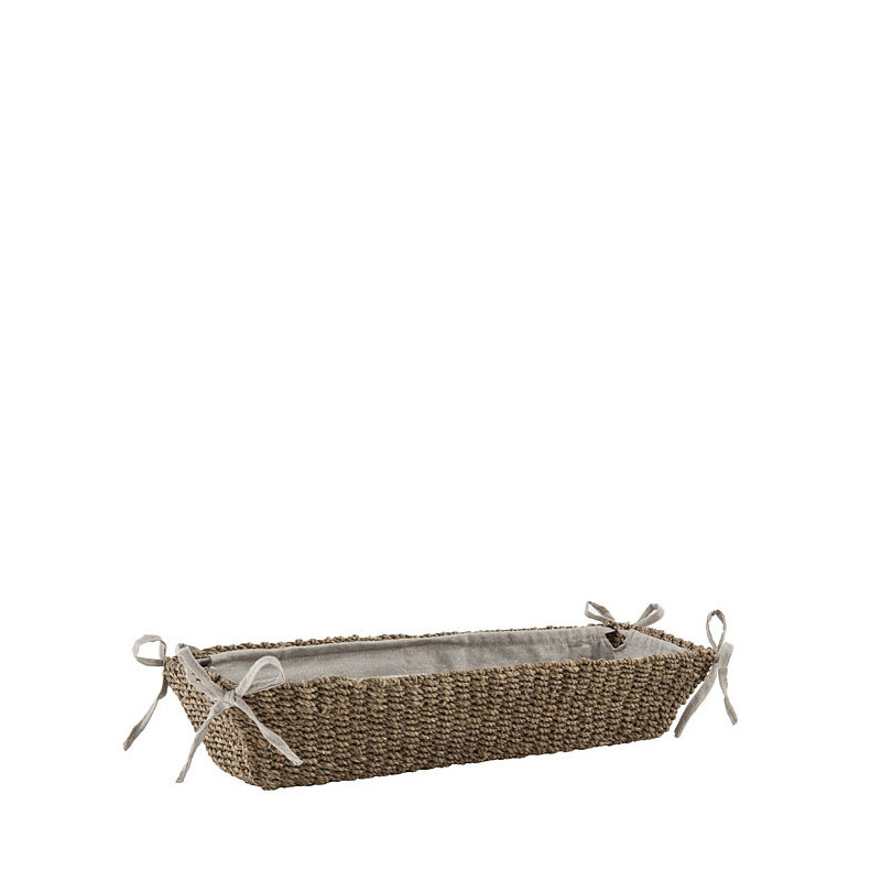 Panier en abaca 12x40 h8 cm avec noeuds couleur lin
