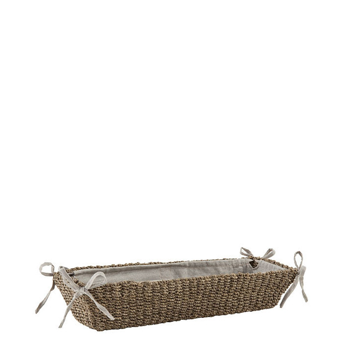 Abaca basket 12x40 h8 cm with bows linen color