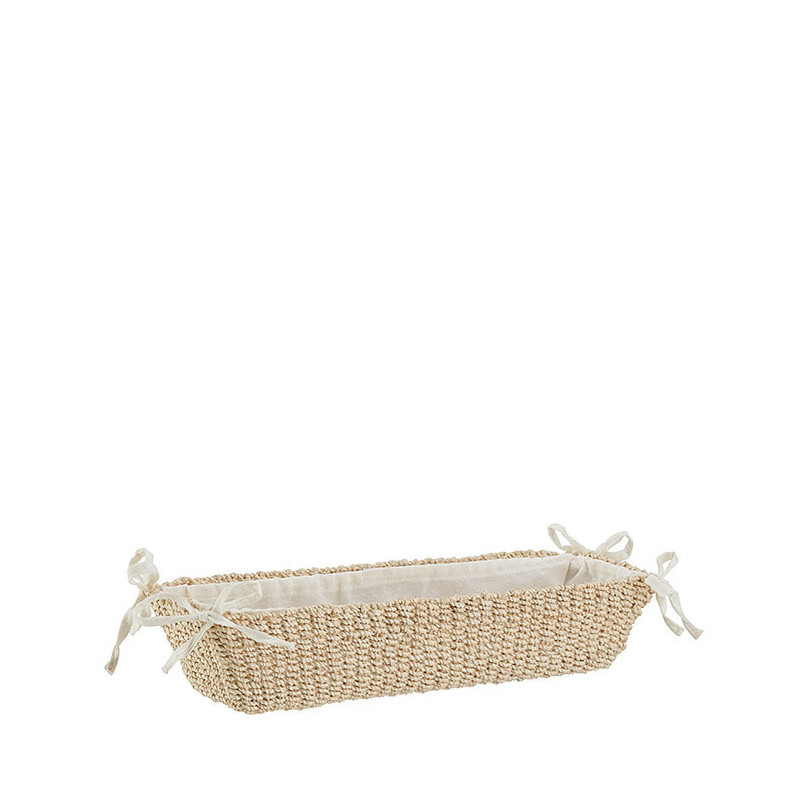 Panier en abaca 12x40 h8 cm avec noeuds couleur lin