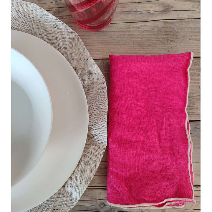 100% linen napkin white hem 40x40 cm