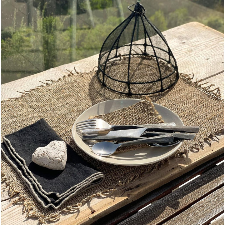 Natural jute placemat with fringes 36x50 cm