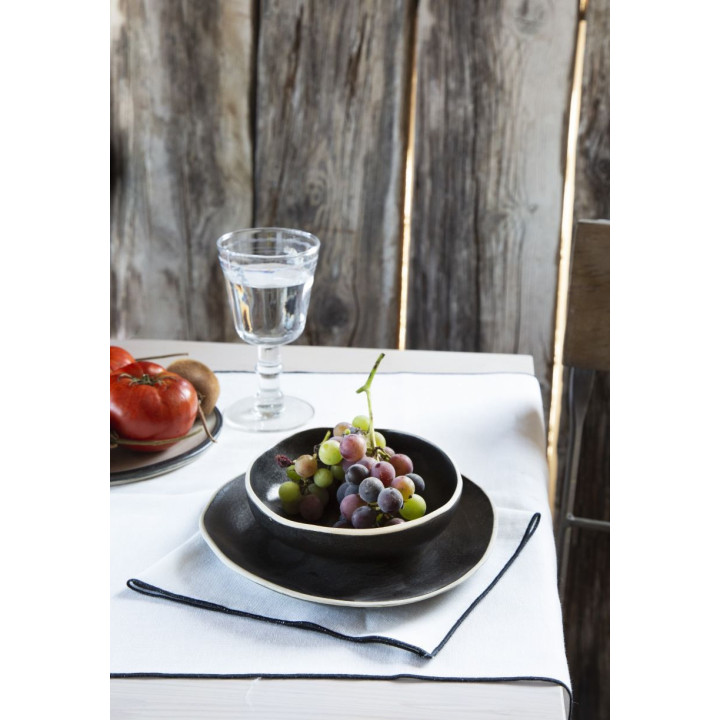 Runner 100% lino 50 x 140 cm bordo nero