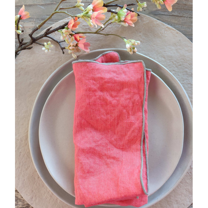 100% linen napkin natural hem 40x40 cm