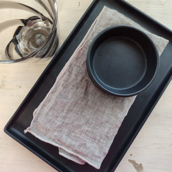 Black rectanguar small melamine tray 16 x 26 cm