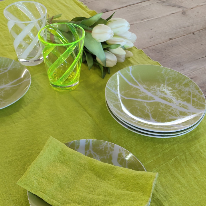 Assiette de dessert motifs branches vertes d20 cm