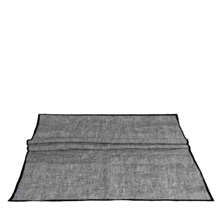 100% grey melange linen runner with black edge 50x160 cm