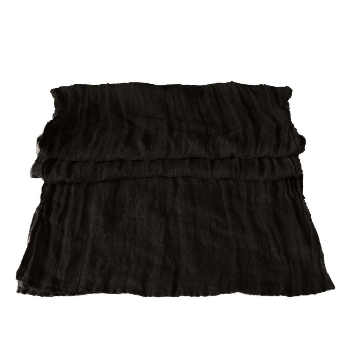 100% linen gauze runner 46x46 cm black color