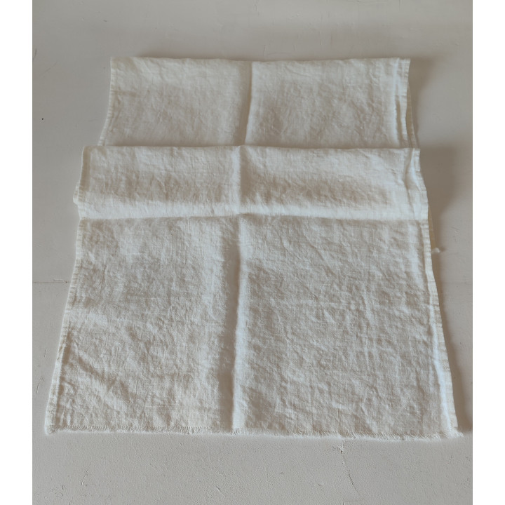 Runner bistrot 100% lino16 frange bianco 50 x 120 cm