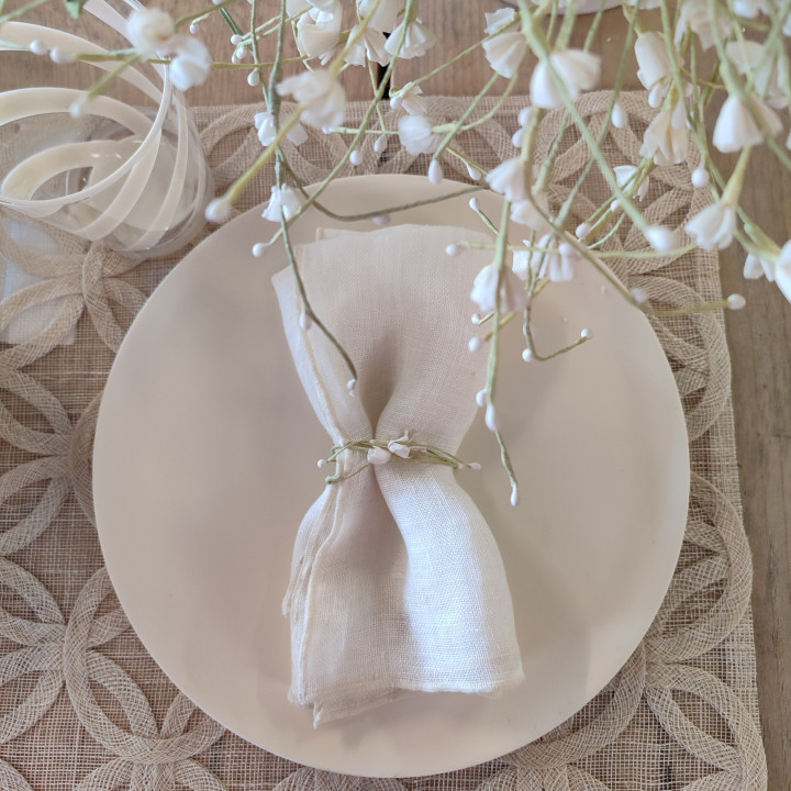 Tovagliolo 100%lino garzato naturale bordo natural 40 x 40 cm