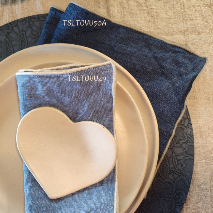 100% linen napkin natural hem 40x40 cm