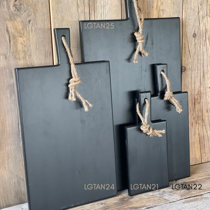 Decorative black wooden cutting board natural lanyard 26.5 x 41 cm
