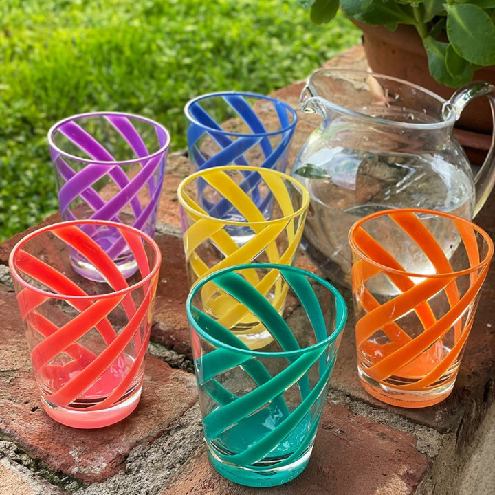 Mix of 6 methacrylate spiral glasses "happy colours"