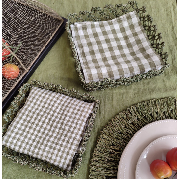 Set of 2 macrame napkin holders 16x16 - 20x20 cm
