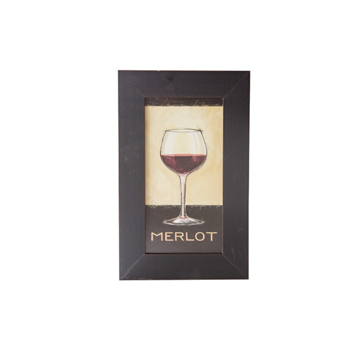 Merlot glass picture with black wooden frame