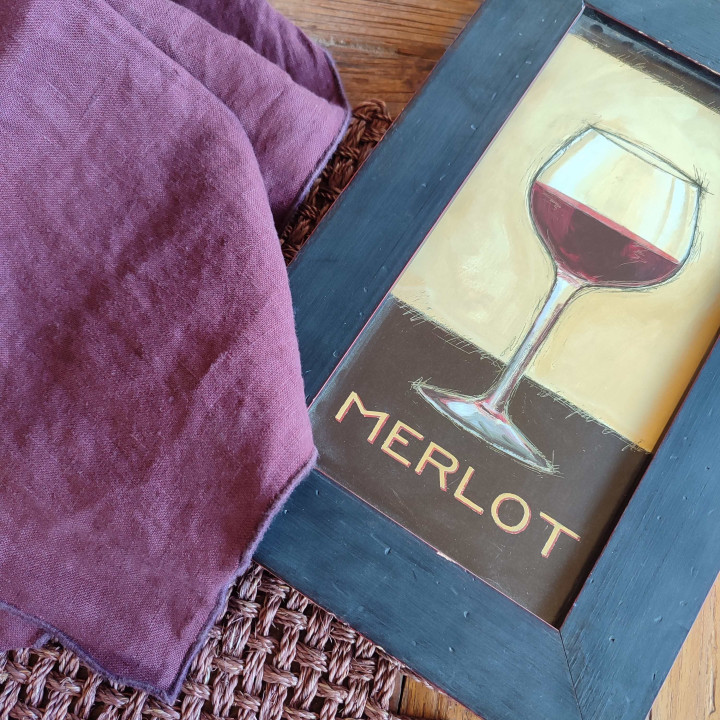 Merlot glass picture with black wooden frame