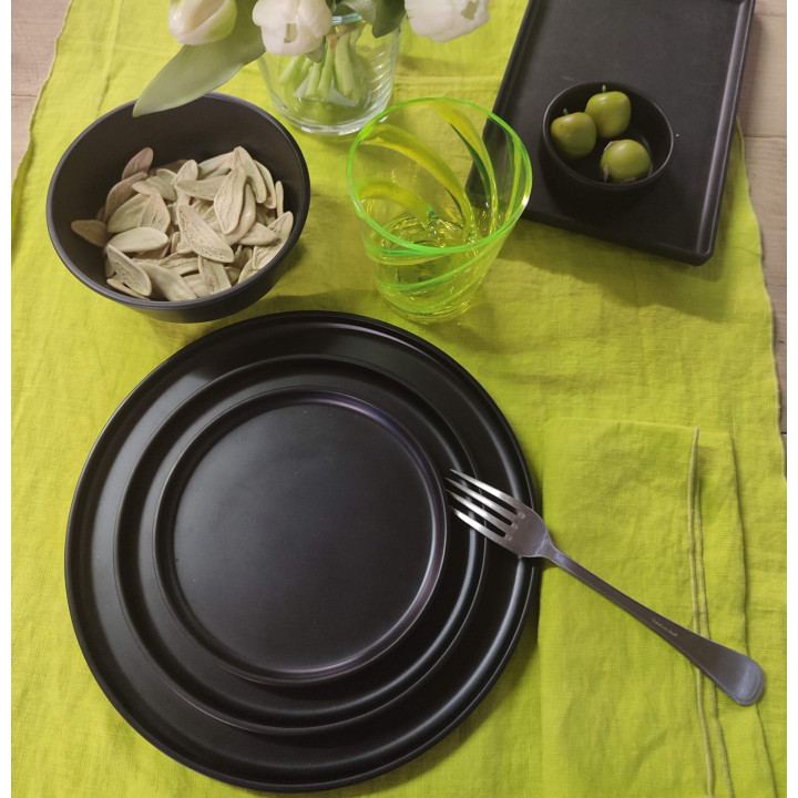 Black dessert melamine plate d 20 cm