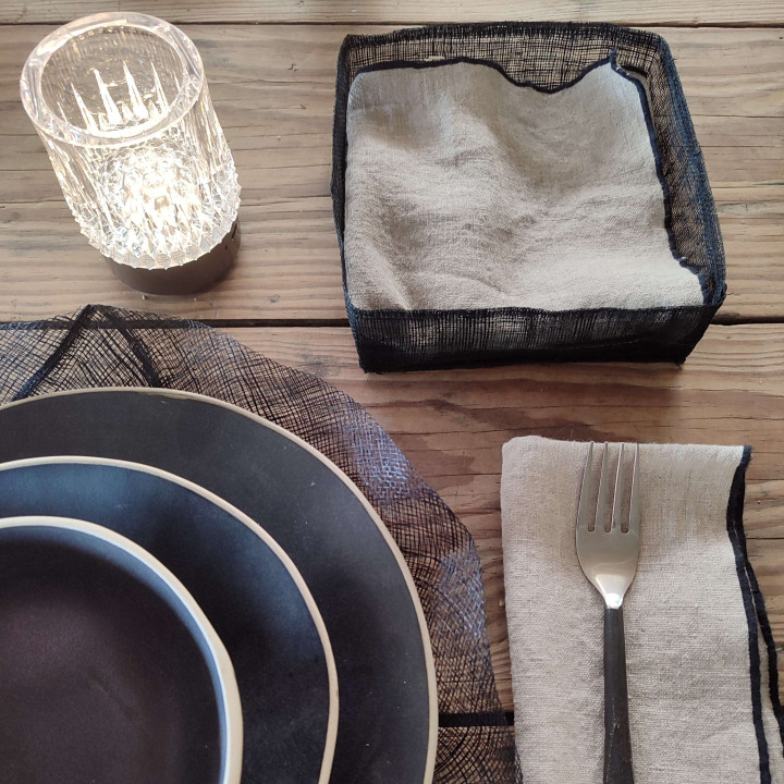 Porte-serviettes 16x16 cm en filet d'abaca