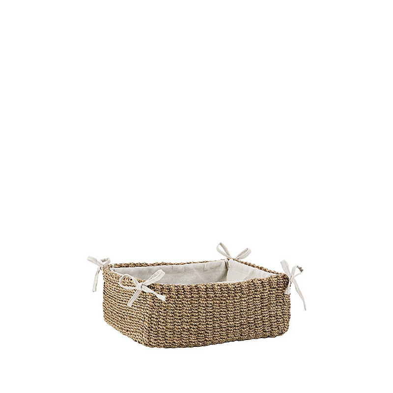 Panier en abaca 20x25 h9 cm avec noeuds couleur lin