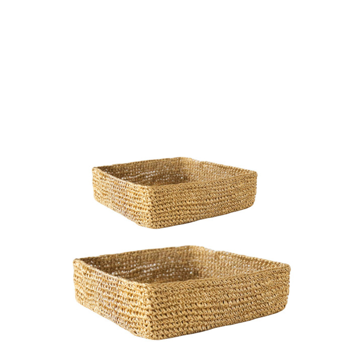 S/2 crochet abaca napkin holder 16x16 - 20x20 cm