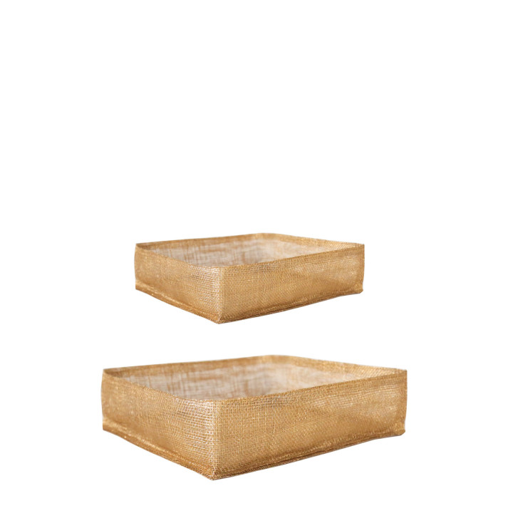 Lot de 2 porte-serviettes 16x16 - 20x20 cm en maille doree abaca