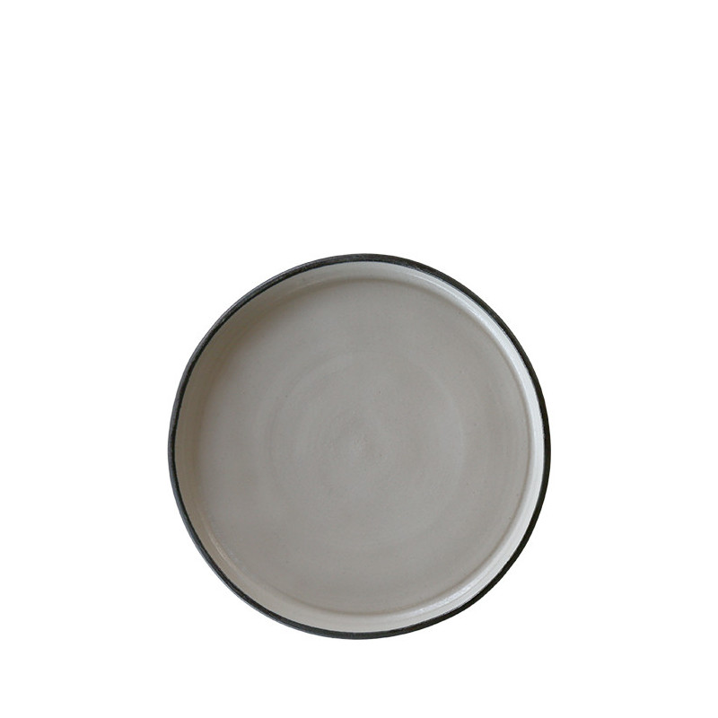 Piatto dessert naturale bordo nero d19 cm