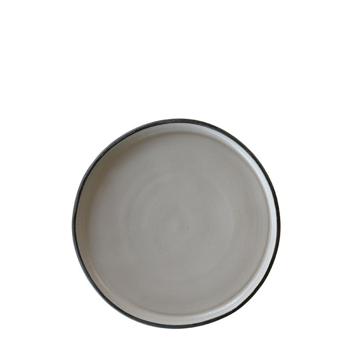Assiette dessert couleur naturel avec bord noir d19 cm