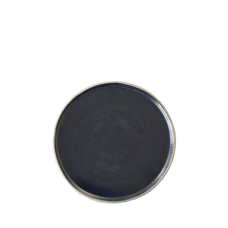Natural dessert plate with black edge d19 cm