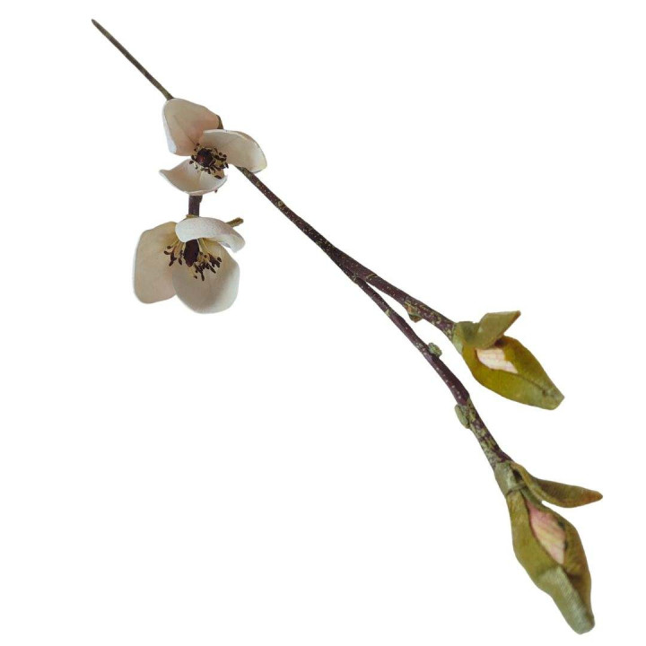 Ramo magnolia rosa 2boccioli+2fiori soft touch h80 cm
