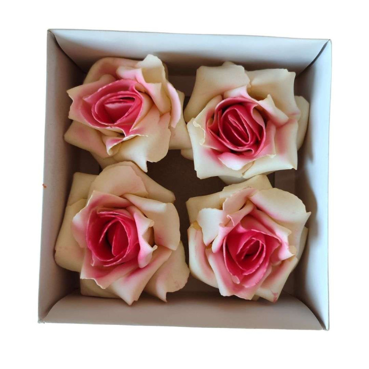 Lot de 4 corollas ouvertes crÈme/rose
