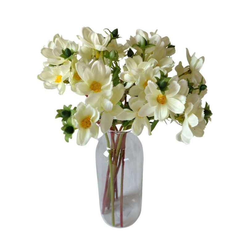 Bouquet de 12 branches de cosmos et 3 fleurs blanches