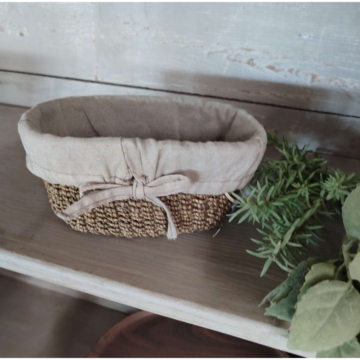 Abaca oval basket 20 x 12 h8 cm with bows