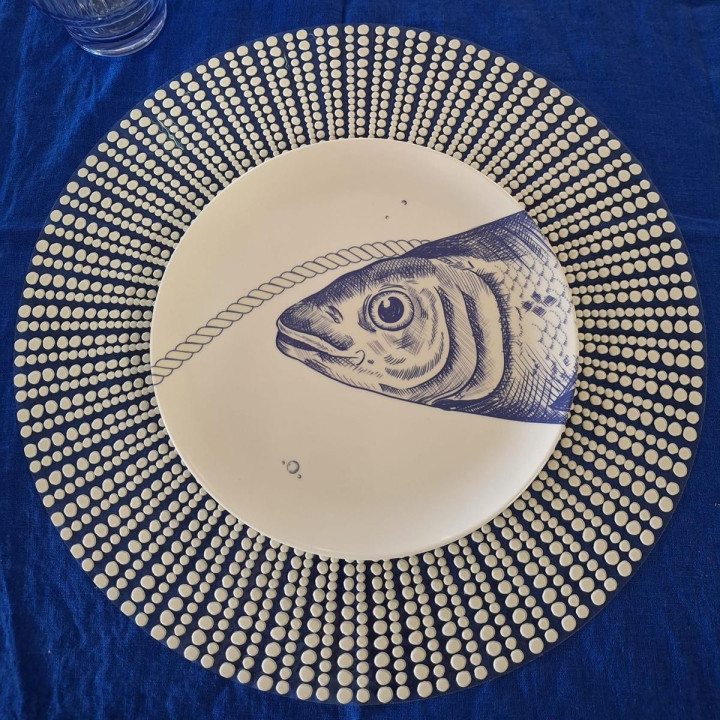 S/3 piatti dessert crema fish collection melamina d22.5 cm