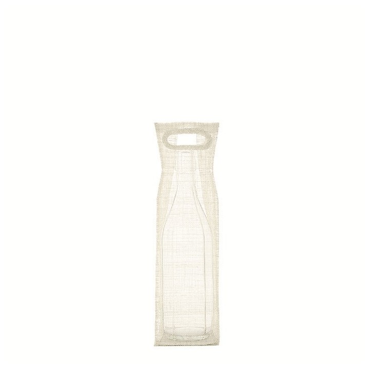 Cream abaca net bottle holder with handles 10 x 10 h31 cm