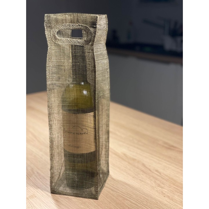 Net bottle holder with handles linen color 10 x 10 h31 cm