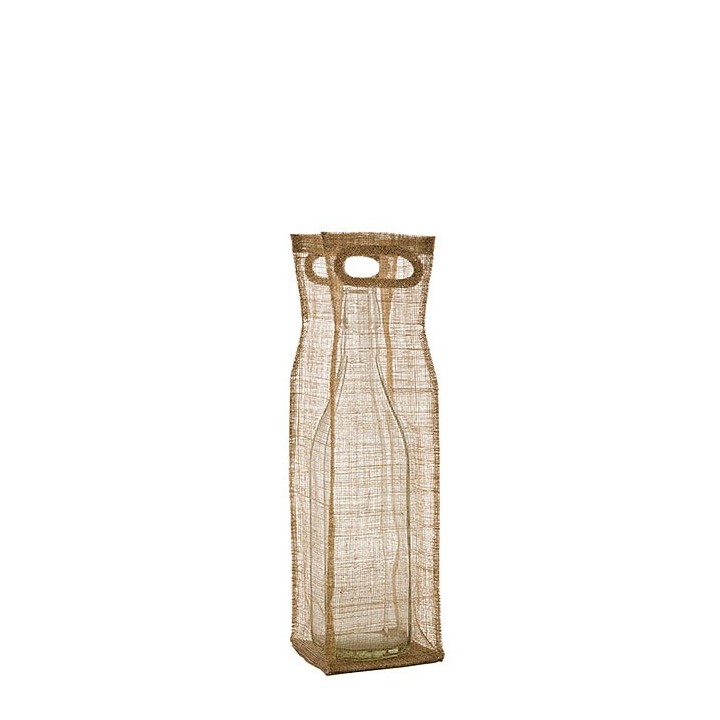 Net bottle holder with handles linen color 10 x 10 h31 cm