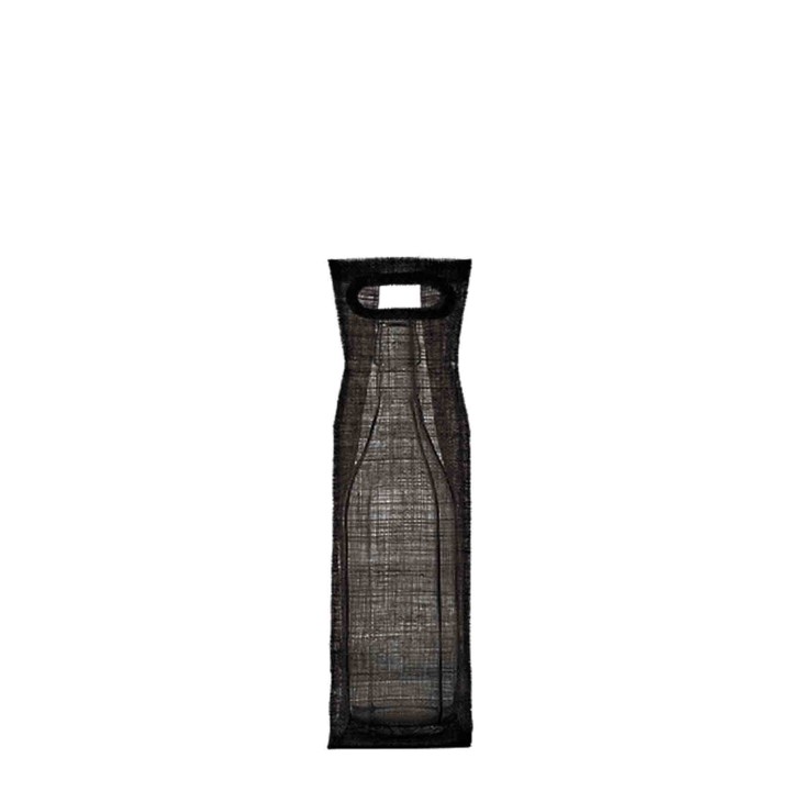 Black abaca net bottle holder with handles 10 x 10 h31 cm
