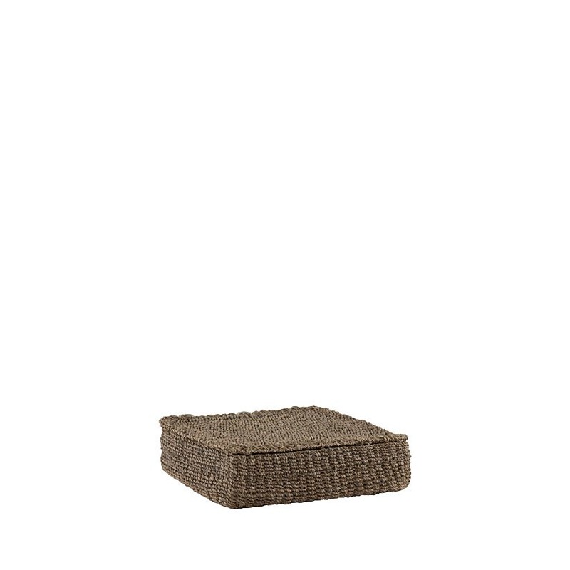 Boite en abaca 3 compartiments liee sur une cote couleur lin 26 x 26 h7 cm