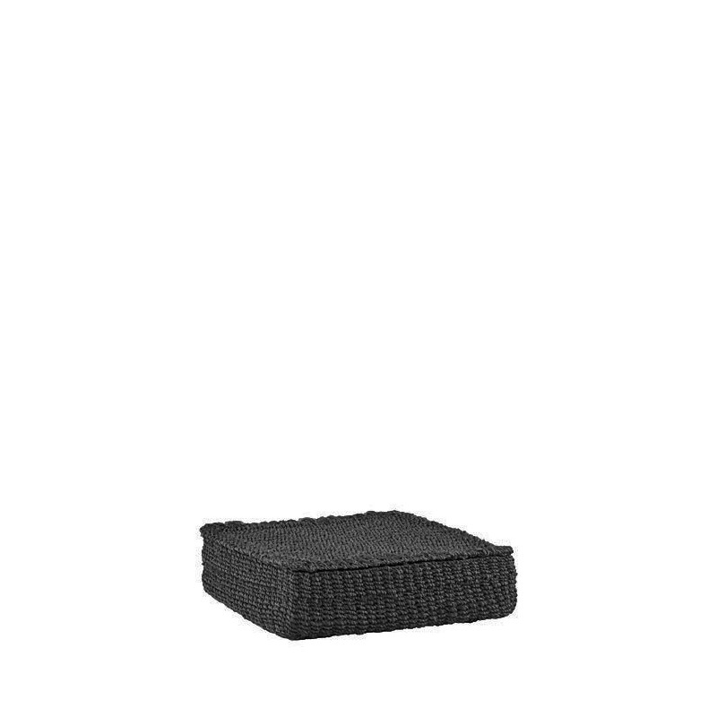 Boite en abaca 3 compartiments liee sur une cote couleur noir 26 x 26 h7 cm