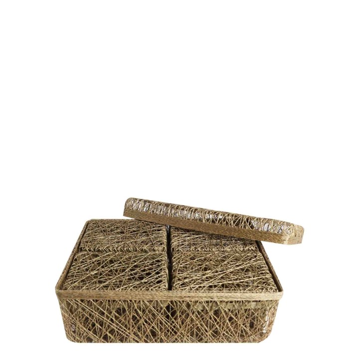 Set de 5 boites vertes emmeles 33x25 h12 cm