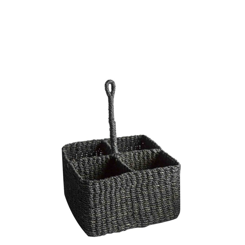 Cesto big in abaca nero con 4 scomparti 21 x 21 h10.5 cm