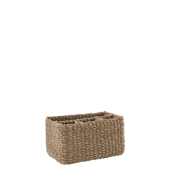 Cesto in abaca lino con 3+1 scomparti 21 x 14 h12 cm
