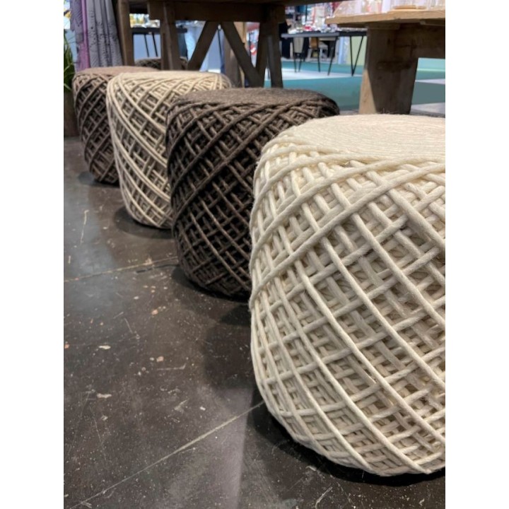 Wool linen colour pouf d40 h 45 cm