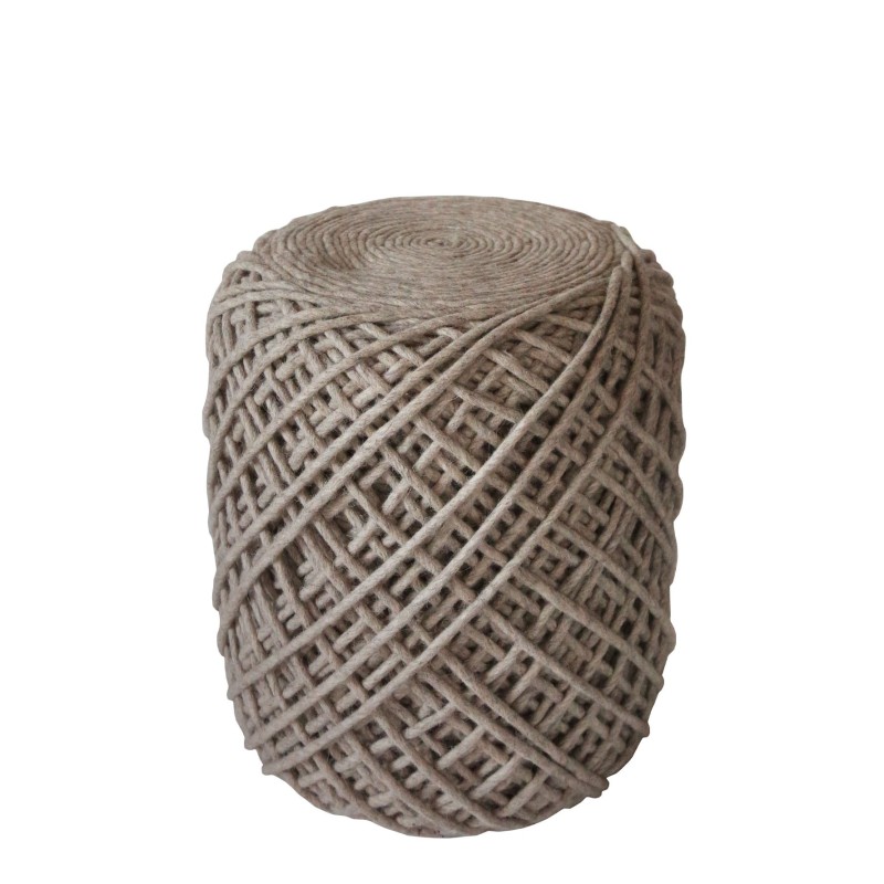 Pouf en laine taupe d40 h45 cm