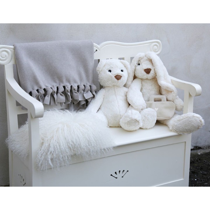 Housse fourrure de la mongolie couleur blanc 20 x 20 cm