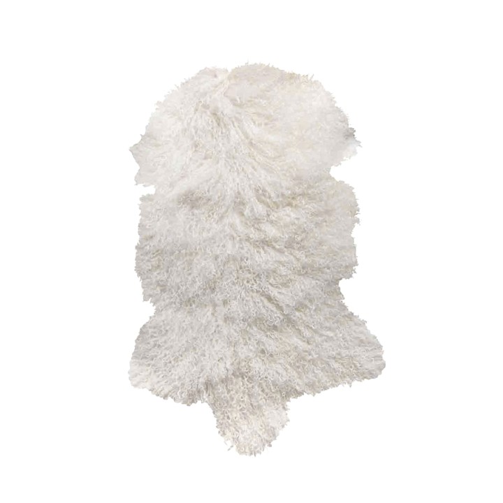 White mongolian fur rug 50 x 90 cm
