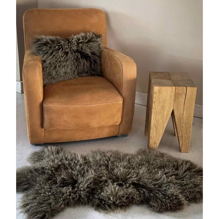 Mongolian fur carpet forest green colour 50x90 cm