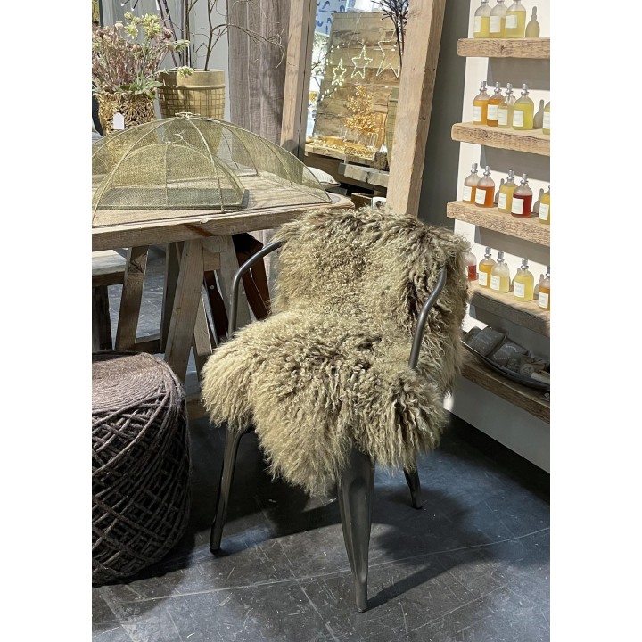 Mongolian fur carpet forest green colour 50x90 cm