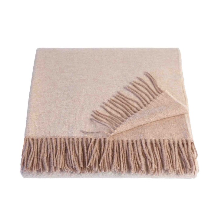 100% wool blanket beige colour with fringes 230g/m2 130x180 cm