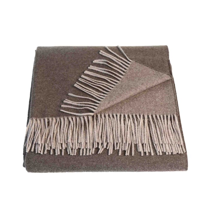 100% wool blanket brown with fringes 230g/m2 130x180 cm
