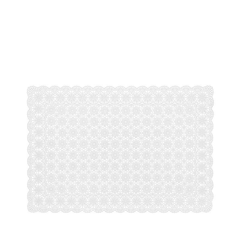 Set americain souple vinyle blanc decoration florale 36 x 53 cm